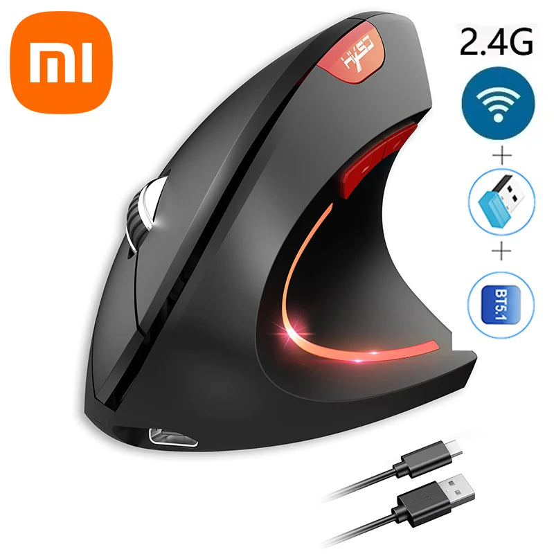 Xiaomi Vertical Mouse 2.4g+bt5.1 Dual-mode Wireless Mice Mute Prevention Mouse Hand 6d Rechargeable Type-c 2400dpi Gaming Mouse
