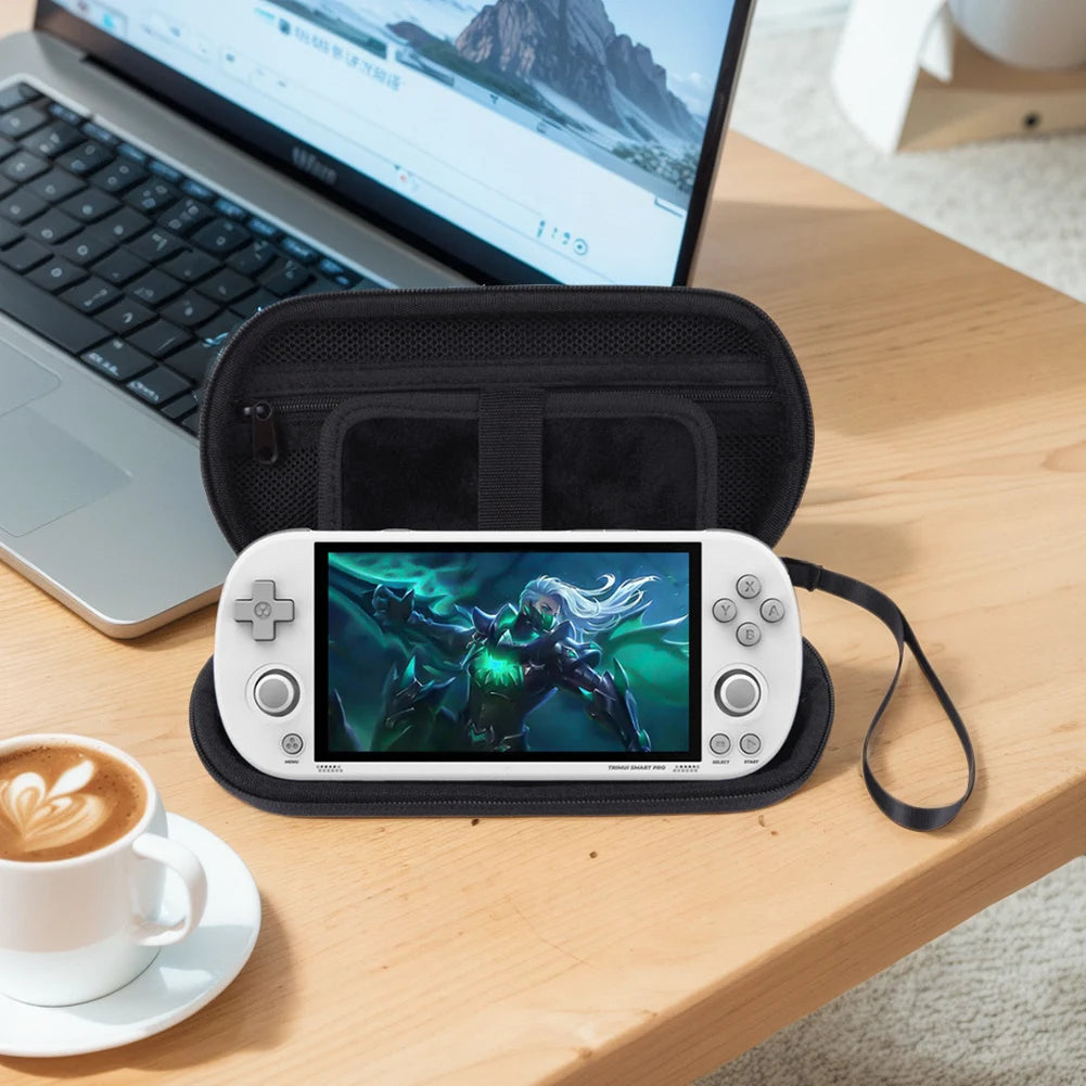 Hard EVA Carrying Case for Trimui Smart Pro Handheld Game Console Silicone Protective Case Storage Bag with Tempered Glass Film
