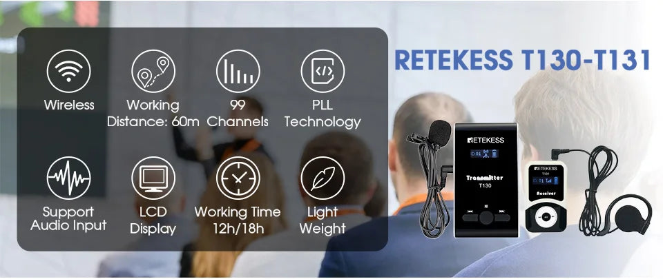 Retekess T130 T131 Wireless Tour Guide System Audio Tour Guide System Wireless Microphone Transmitter For Museums,Tourist Groups