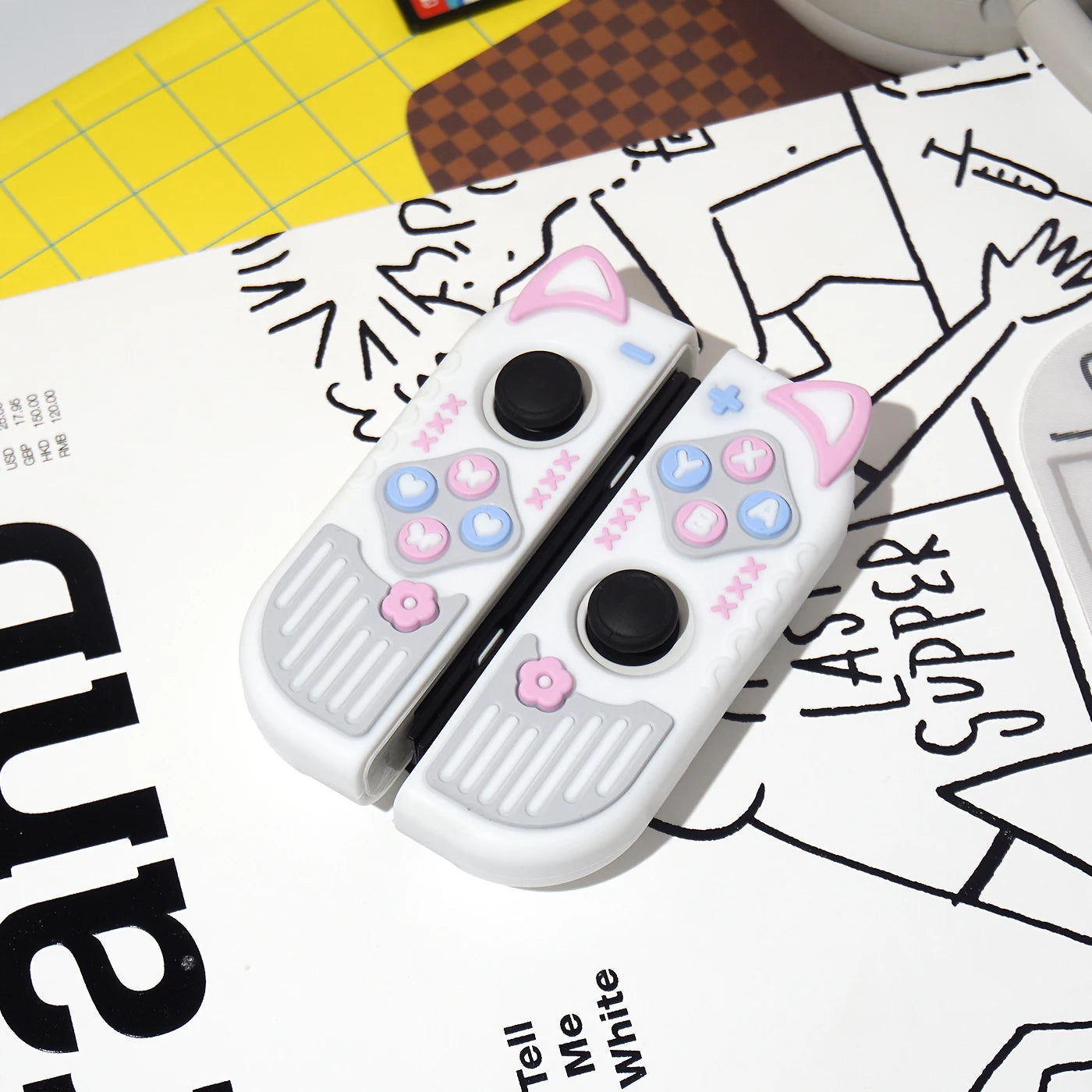 Micro-Frosted Hard Protective Case for Nintendo Switch / OLED / Switch 2 - Silicone Grip Protective Cover,Cat Ear Joycon Cover