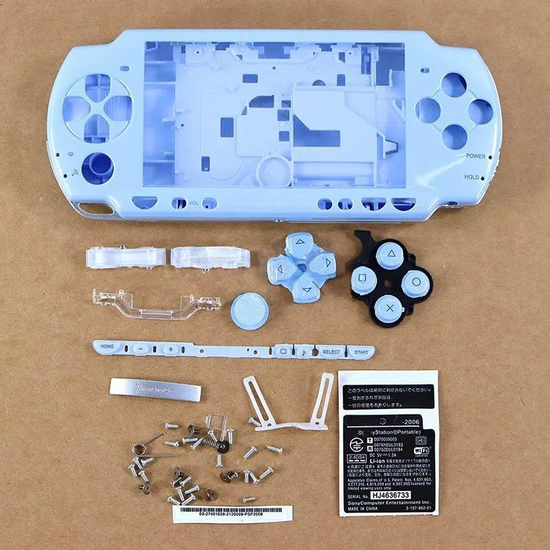 1SET For PSP 2000 Full Housing Shell Cover Case with Button Kit Replacement Label Sticker Top Bottom Faceplate for PSP2000 Game