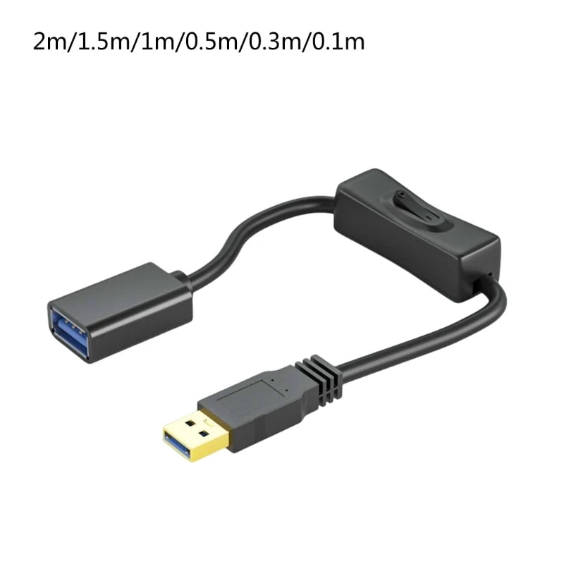 Data Sync USB 2.0/3.0 Extender Cord USB Extension Cable With ON OFF Switch LED Indicator for Raspberry Pi PC USB Fan LED Lamp