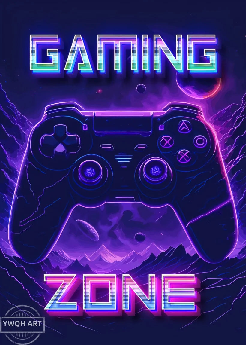 Neon Eat Sleep Game Repeat Word Poster Gamer Logic Canvas Painting Wall Art Home Decor Gaming Zone Picture Boys Gamer Room Gift