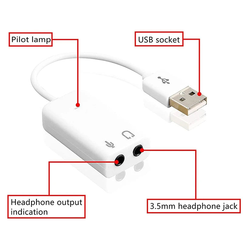 For Windows Mac Linux Pc Laptop Sound Card With 3.5mm Headphone And Microphone Jack Usb Audio Adapter External Sound Card