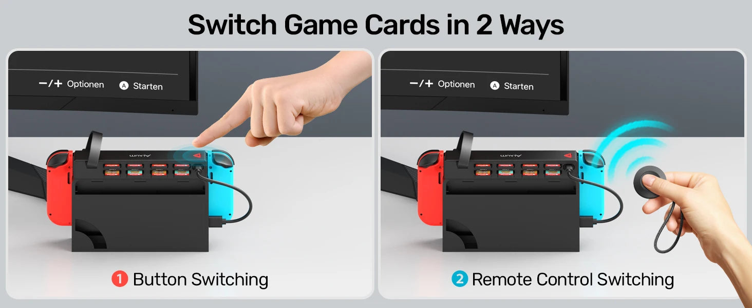 Alxum D1100B For Nintendo Switch Game Card Reader with Wireless Remote Gaming Gamers Accessories Plug & Play USB Powered Black