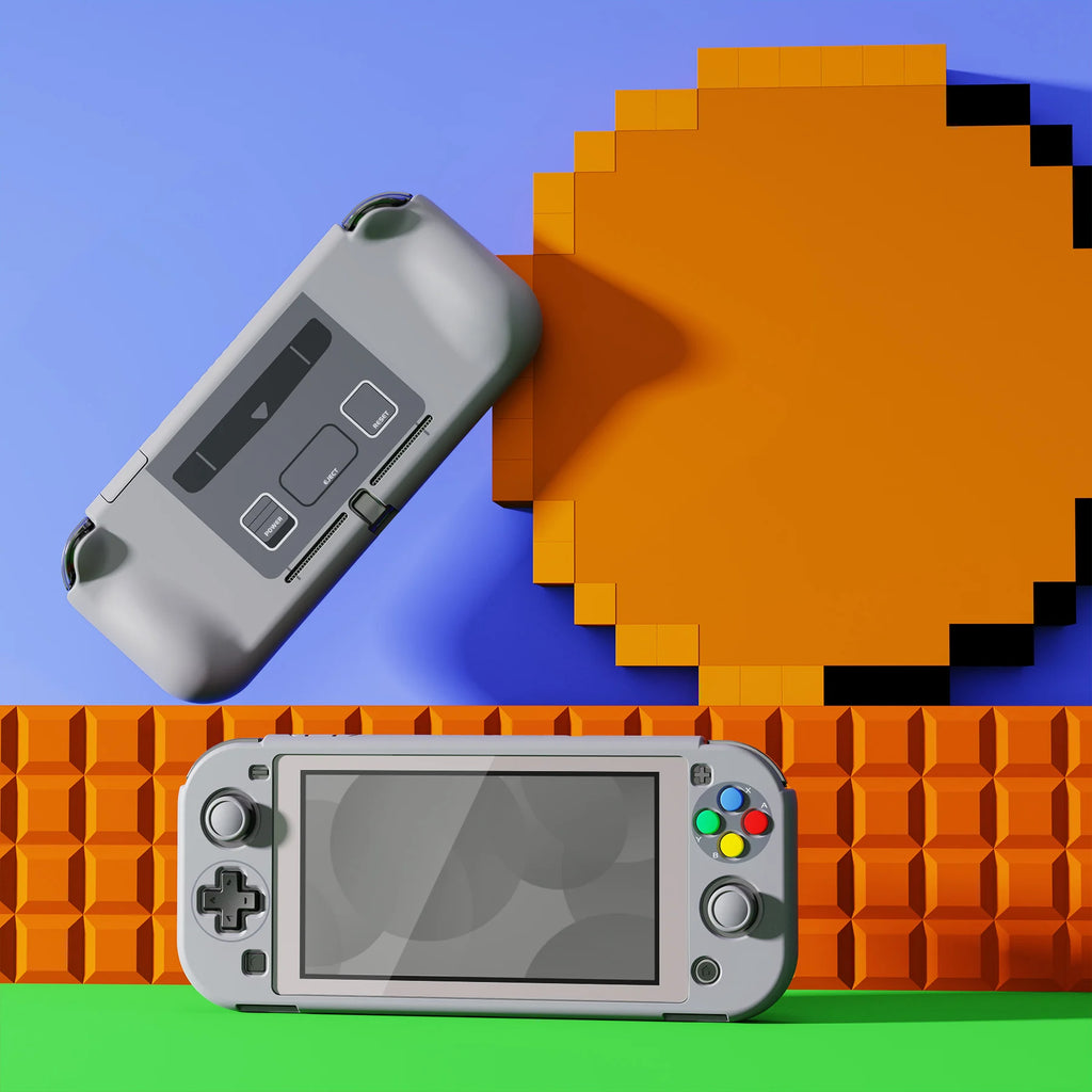 PlayVital ZealProtect Ergonomic Protective Case for Nintendo Switch Lite W/Screen Protector - SFC SNES Classic EU Style