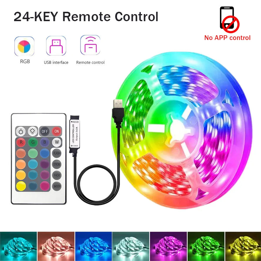 TV Ambient USB LED Light Strip Color Change Music Sycn RGB Self-adhesive 5V Smart APP Control Lights for Home Decor