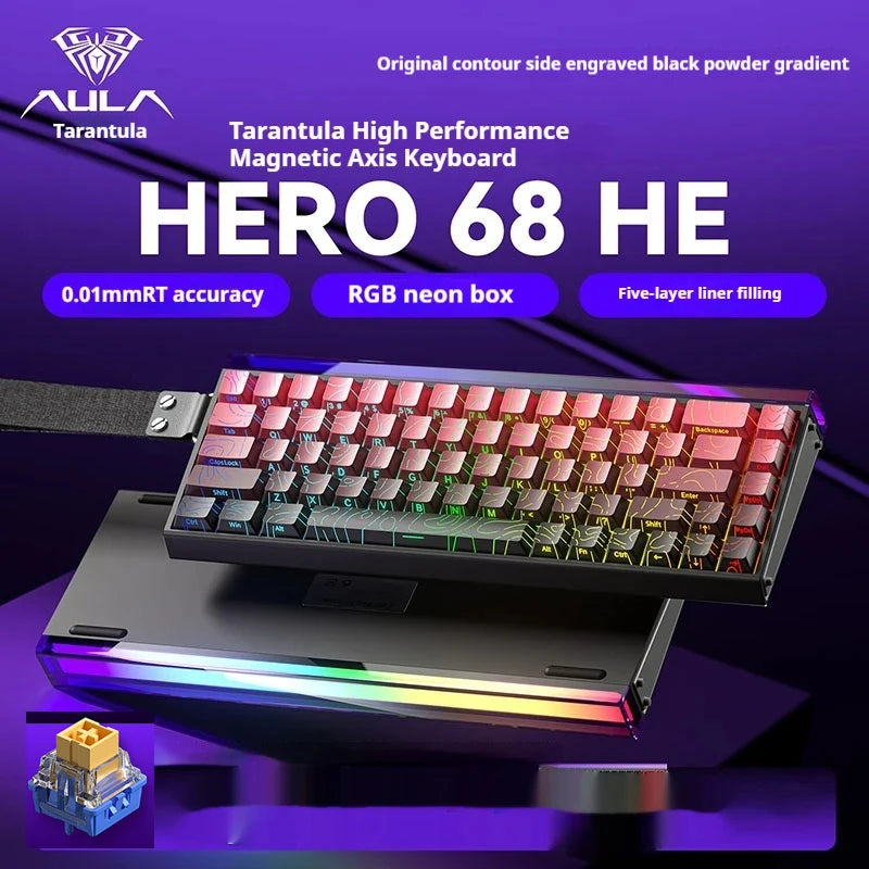 New AULA HERO 68HE/ULTRA INSTOCK Magnetic Switch Gaming Keyboard&Mouse E-sport Custom Mechanical Wired Keyboard Accessories