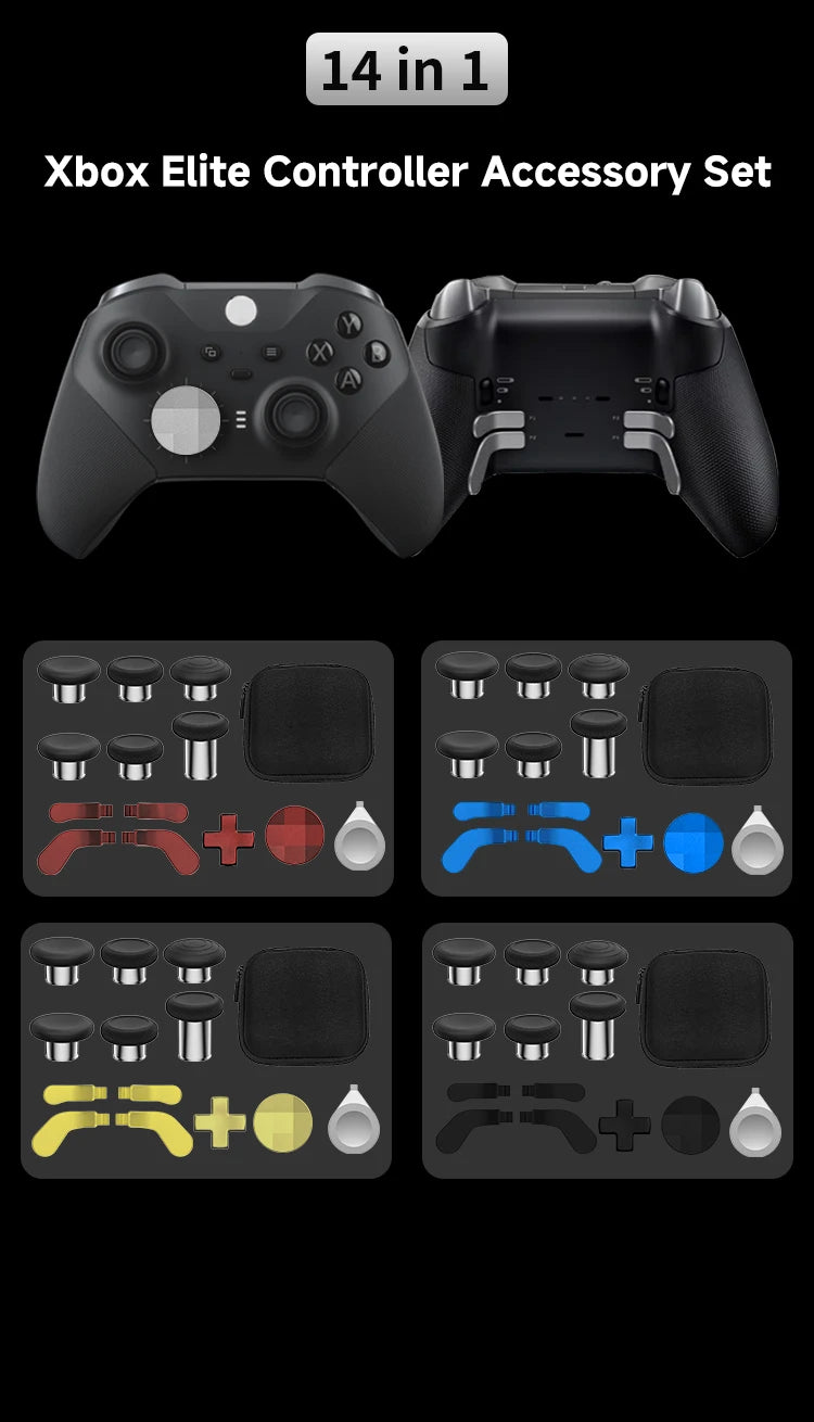 for Xbox One Elite Series 2 Controller Accessories Kit Metal D-Pad Trigger Paddles Repair set Gamepad Thumb Stick Grips