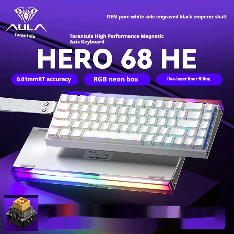 New AULA HERO 68HE/ULTRA INSTOCK Magnetic Switch Gaming Keyboard&Mouse E-sport Custom Mechanical Wired Keyboard Accessories