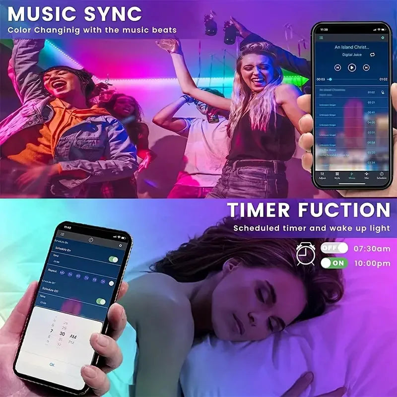 TV Ambient USB LED Light Strip Color Change Music Sycn RGB Self-adhesive 5V Smart APP Control Lights for Home Decor