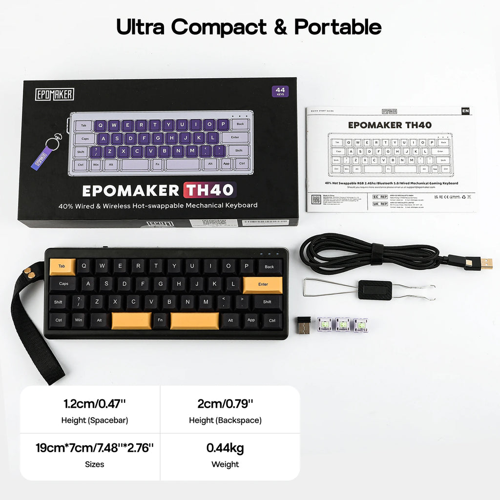 EPOMAKER TH40 QMK/VIA Ultra-Compact 40% Layout Hot-Swap Gasket-mounted Type-C Wired/Bluetooth/2.4G Wireless Mechanical Keyboard
