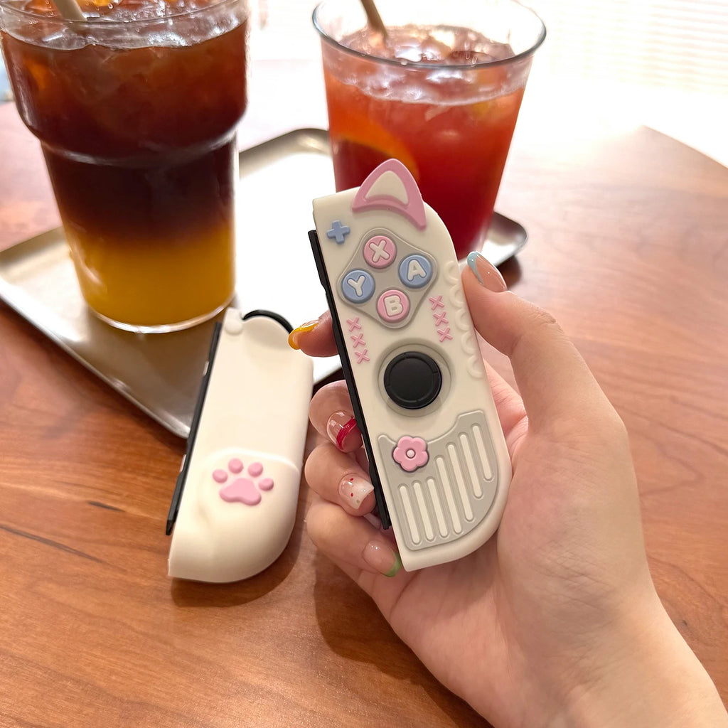 Micro-Frosted Hard Protective Case for Nintendo Switch / OLED / Switch 2 - Silicone Grip Protective Cover,Cat Ear Joycon Cover