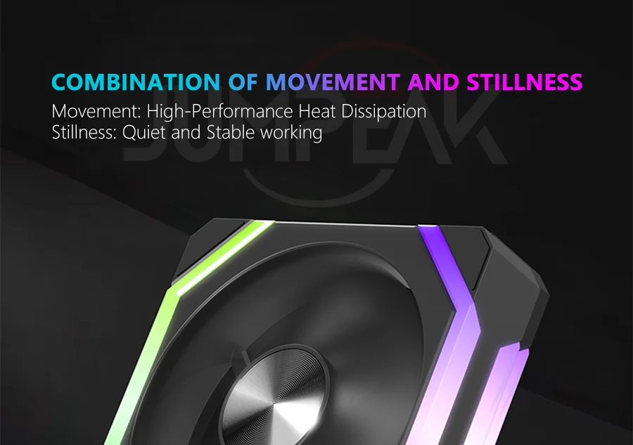 JUMPEAK CS120 ARGB Cooling Fan 360mm 240mm Modular Stackable Splicing PWM Silent 120mm RGB Fans For Gaming PC Case Water Cooler