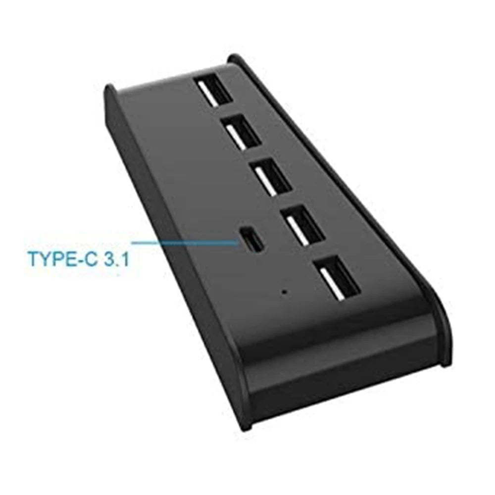 For PS5 6 in 1 USB Splitter Expander Hub 5 USB A + 1 type C Ports for PlayStation 5 Digital Edition Console Accessories