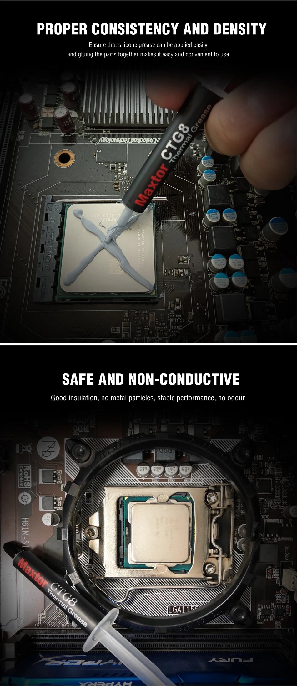 12.8W/mk Maxtor CTG8 AMD Intel Processor CPU GPU Cooler Cooling Fan Thermal Grease Thermal Paste Cpu Heatsink Plaster
