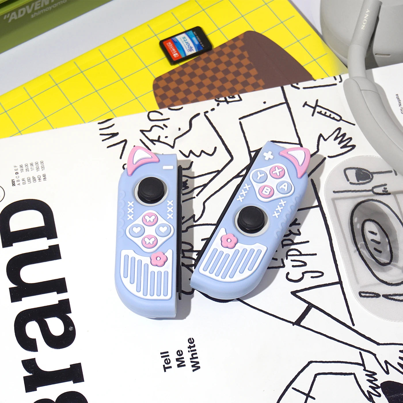 Micro-Frosted Hard Protective Case for Nintendo Switch / OLED / Switch 2 - Silicone Grip Protective Cover,Cat Ear Joycon Cover