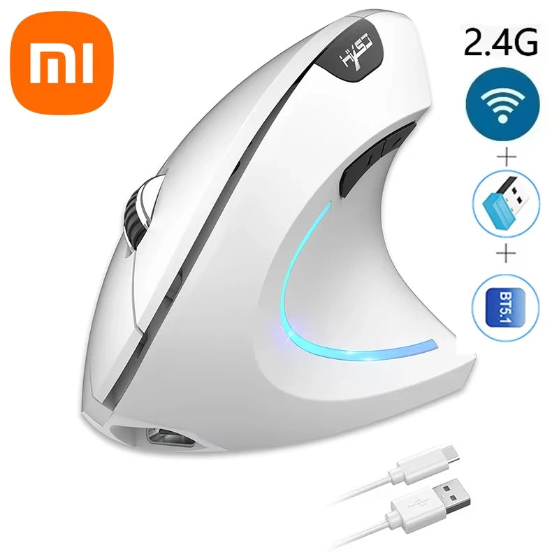 Xiaomi Vertical Mouse 2.4g+bt5.1 Dual-mode Wireless Mice Mute Prevention Mouse Hand 6d Rechargeable Type-c 2400dpi Gaming Mouse