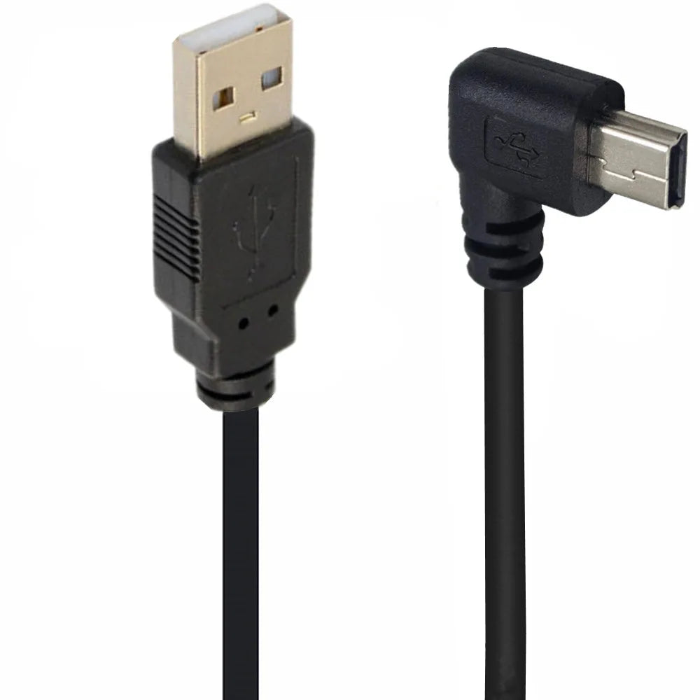 90 Degree Mini USB B Type 5pin Male to USB Male Data charge Cable Cord Camera MP3 MP4 Hard drive Cable 0.25m 0.5m 1.5m 3M  5m