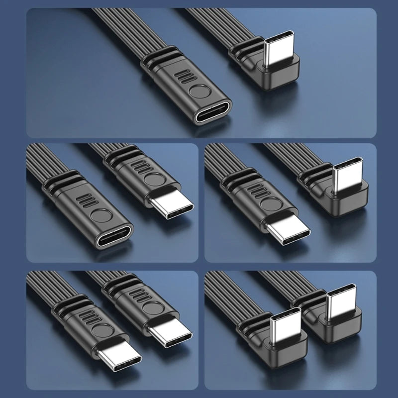 90 Degree USB C Extension Cable Male to Female Type C to Type C 480Mbps 45W Fast Charging Extender Data Cord for Samsung Xiaomi