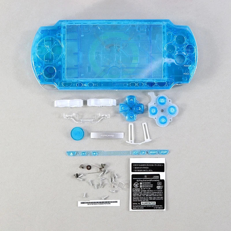 1SET For PSP 2000 Full Housing Shell Cover Case with Button Kit Replacement Label Sticker Top Bottom Faceplate for PSP2000 Game