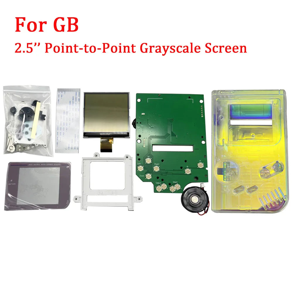2.5" Grayscale IPS LCD ScreenKits for GameBoy GB DMG Original Size Pixel-Perfect High-Brightness LCD, No Shell Cutting Required