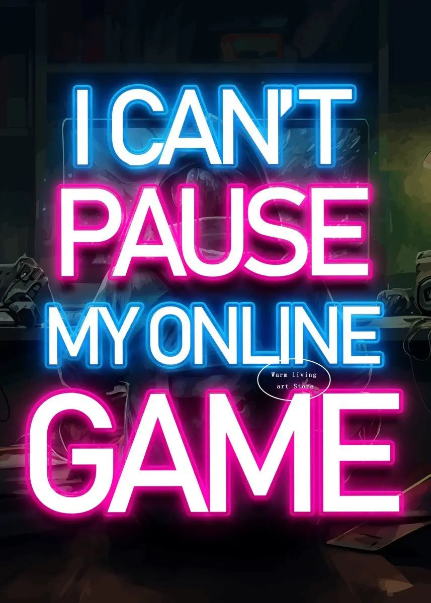 80s Retro Neon Game Quotes Poster Boy Gaming Controller Gamer Zone Room Eat Sleep Game Repeat Canvas Painting Home Decor Gift