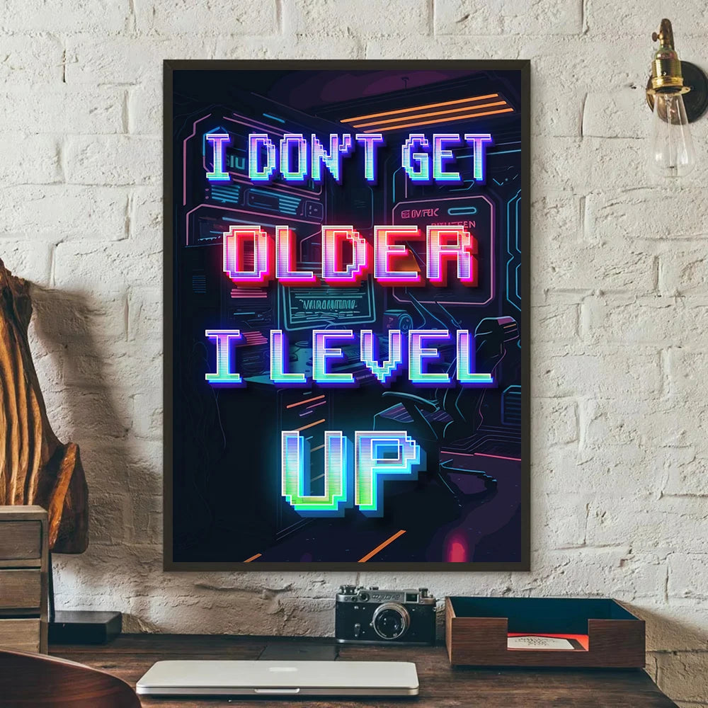 Neon Eat Sleep Game Repeat Word Poster Gamer Logic Canvas Painting Wall Art Home Decor Gaming Zone Picture Boys Gamer Room Gift