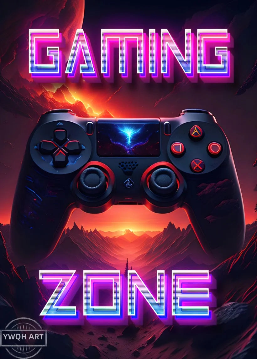 Neon Eat Sleep Game Repeat Word Poster Gamer Logic Canvas Painting Wall Art Home Decor Gaming Zone Picture Boys Gamer Room Gift