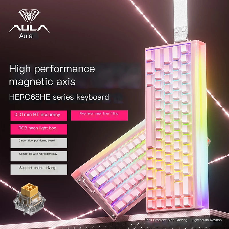 New AULA HERO 68HE/ULTRA INSTOCK Magnetic Switch Gaming Keyboard&Mouse E-sport Custom Mechanical Wired Keyboard Accessories