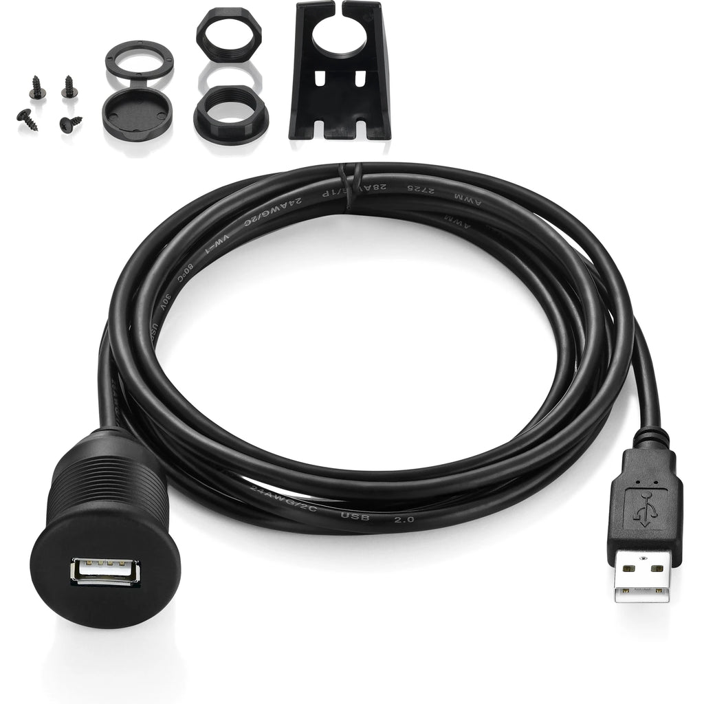 Bochara USB 3.0 USB 2.0 Male to Female Extension DashBoard Cable With Flush Mount Panel For Car Truck Boat Motorcycle 1m 2m