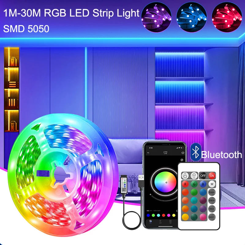 TV Ambient USB LED Light Strip Color Change Music Sycn RGB Self-adhesive 5V Smart APP Control Lights for Home Decor