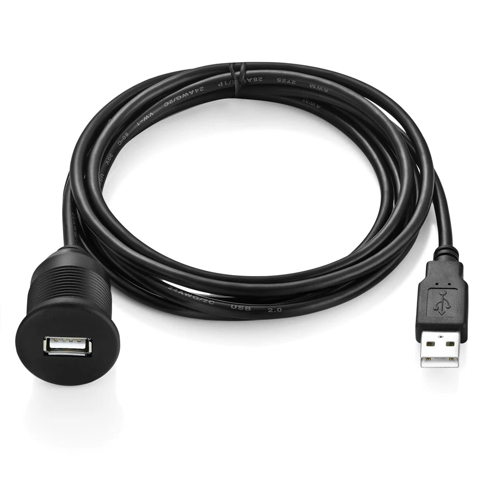 Bochara USB 3.0 USB 2.0 Male to Female Extension DashBoard Cable With Flush Mount Panel For Car Truck Boat Motorcycle 1m 2m