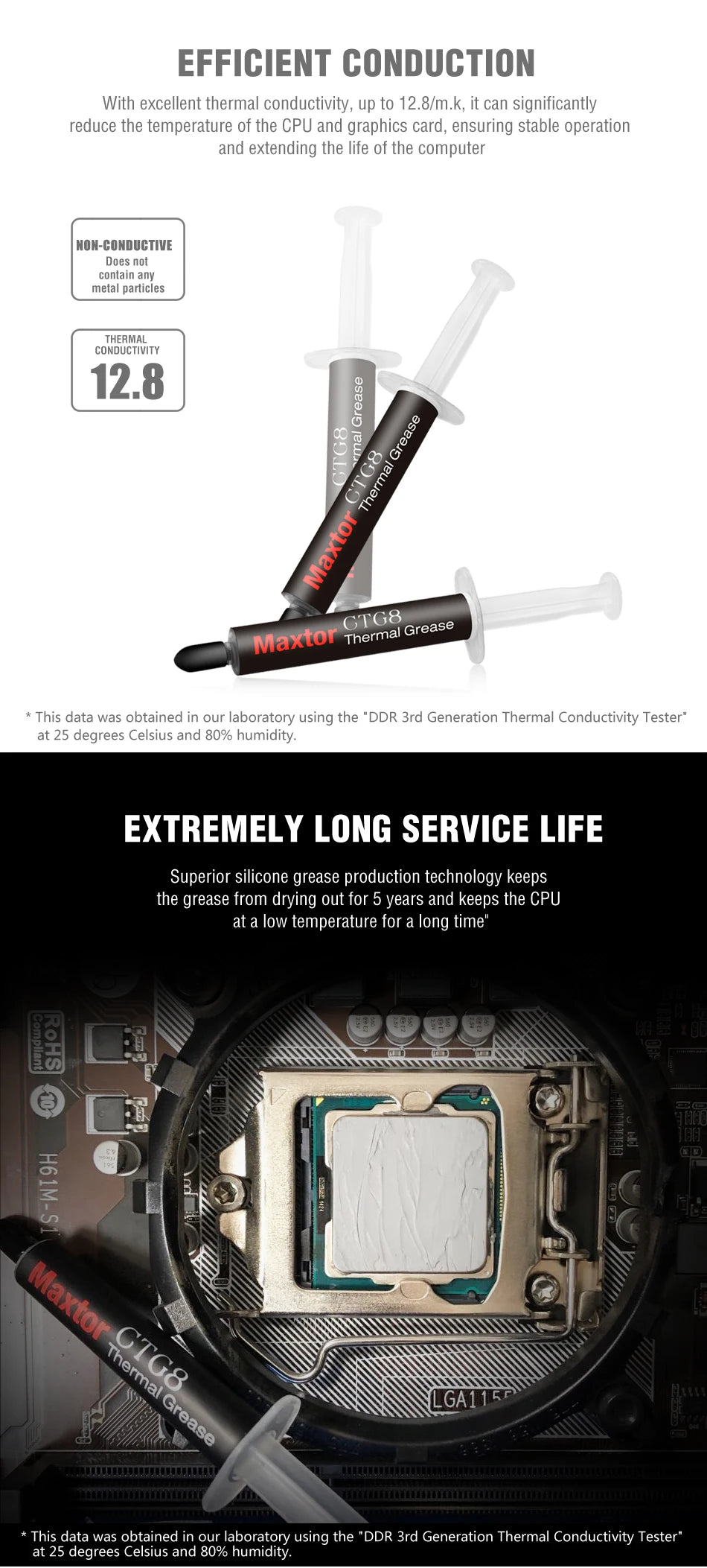 12.8W/mk Maxtor CTG8 AMD Intel Processor CPU GPU Cooler Cooling Fan Thermal Grease Thermal Paste Cpu Heatsink Plaster