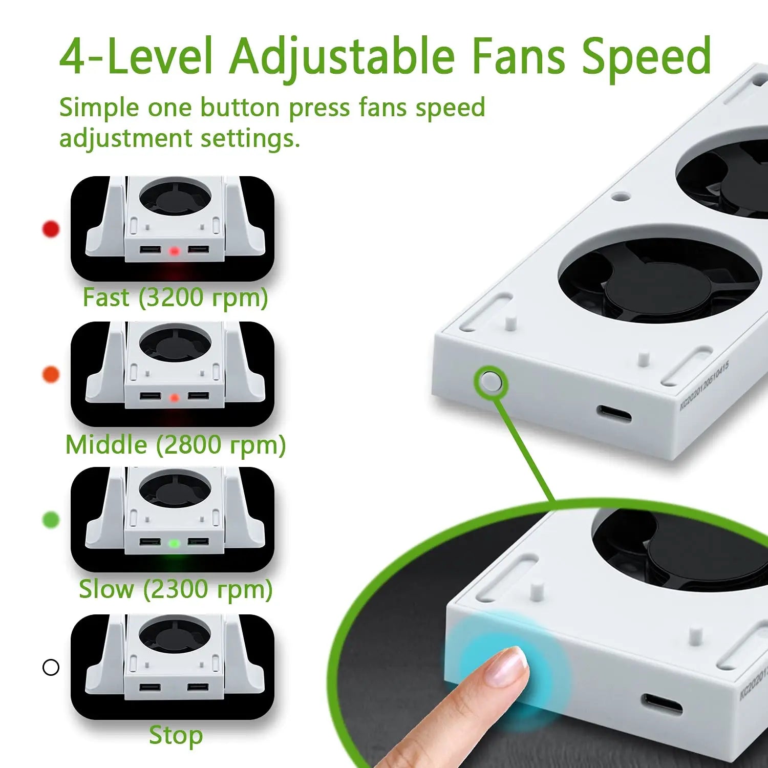 Vertical Stand with Cooling Fan for Xbox Series S, Romovable Cooler System with Extra 2 USB Ports for Xbox Series S Console