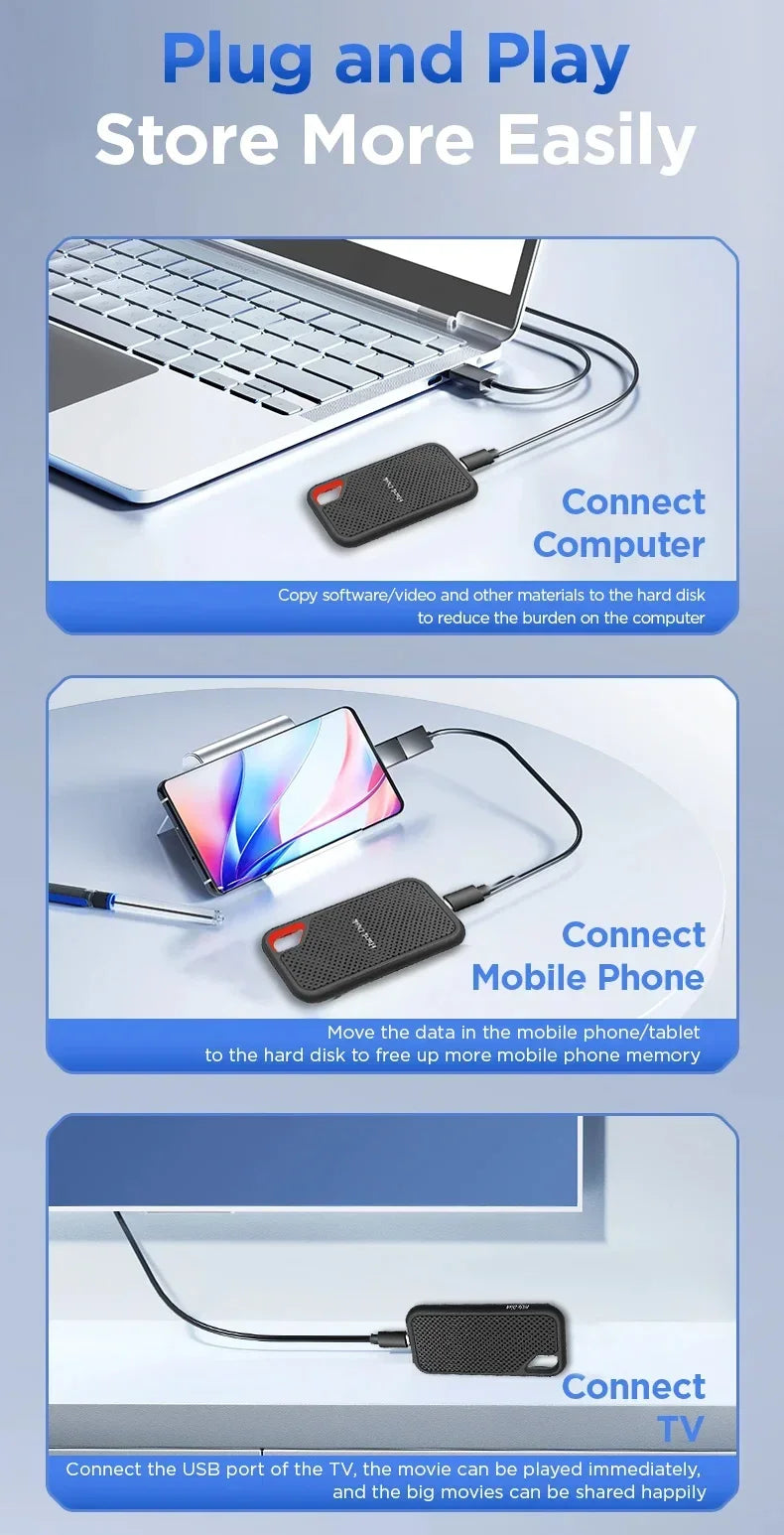 HD mobile SSD hard drive USB3.1 Type-C 1TB 2TB suitable for Apple mobile phone 256TB original storage device suitable for laptop