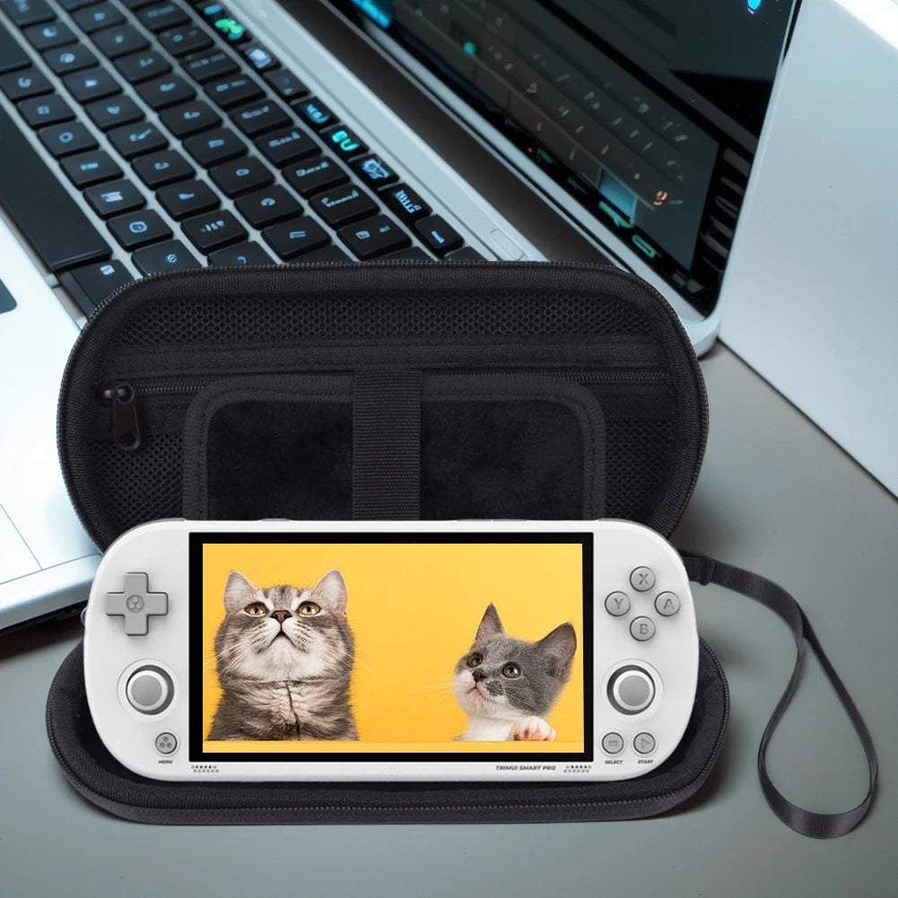 Hard EVA Carrying Case for Trimui Smart Pro Handheld Game Console Silicone Protective Case Storage Bag with Tempered Glass Film