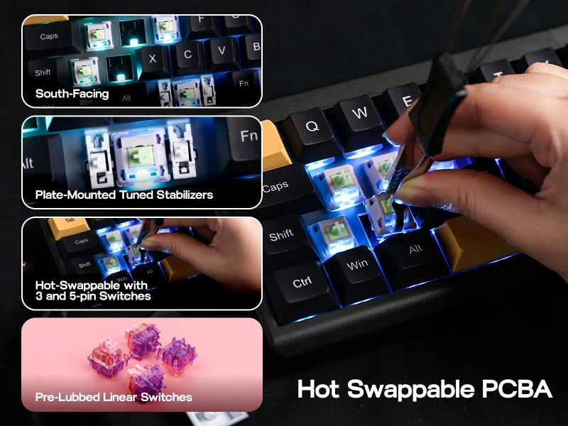 EPOMAKER TH40 QMK/VIA Ultra-Compact 40% Layout Hot-Swap Gasket-mounted Type-C Wired/Bluetooth/2.4G Wireless Mechanical Keyboard