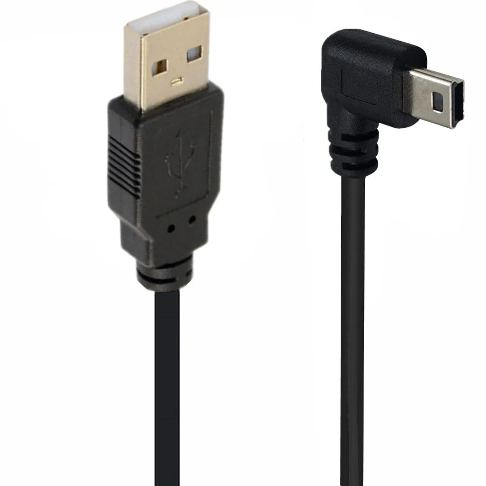 90 Degree Mini USB B Type 5pin Male to USB Male Data charge Cable Cord Camera MP3 MP4 Hard drive Cable 0.25m 0.5m 1.5m 3M  5m