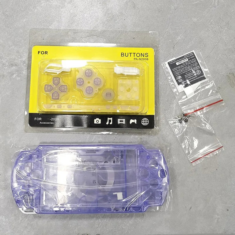 1SET For PSP 2000 Full Housing Shell Cover Case with Button Kit Replacement Label Sticker Top Bottom Faceplate for PSP2000 Game