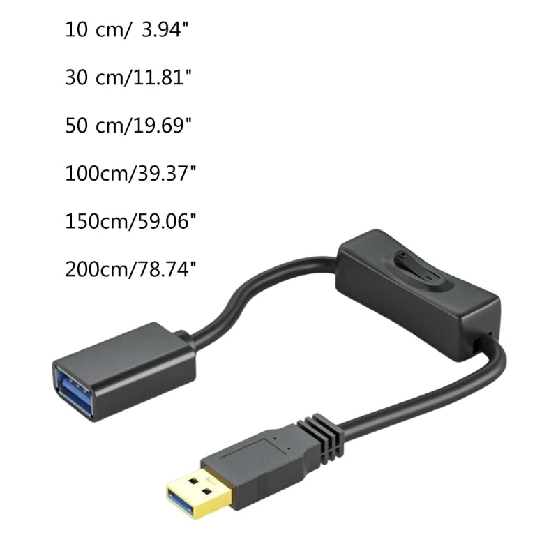 Data Sync USB 2.0/3.0 Extender Cord USB Extension Cable With ON OFF Switch LED Indicator for Raspberry Pi PC USB Fan LED Lamp