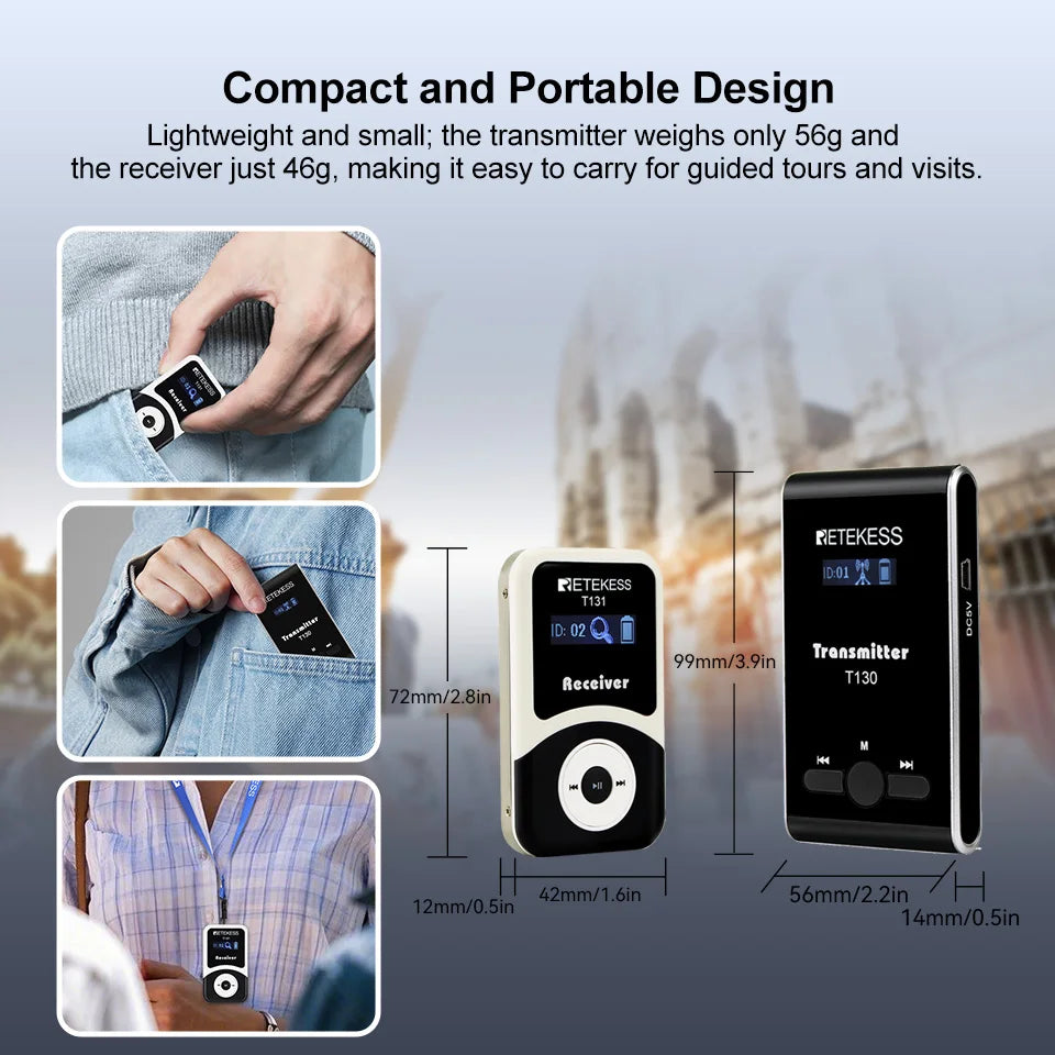 Retekess T130 T131 Wireless Tour Guide System Audio Tour Guide System Wireless Microphone Transmitter For Museums,Tourist Groups