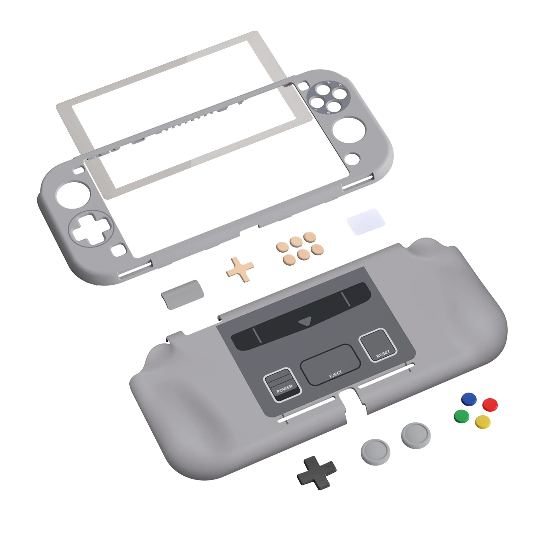 PlayVital ZealProtect Ergonomic Protective Case for Nintendo Switch Lite W/Screen Protector - SFC SNES Classic EU Style