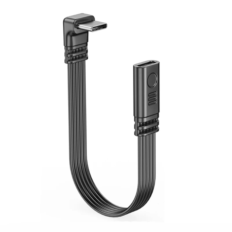 90 Degree USB C Extension Cable Male to Female Type C to Type C 480Mbps 45W Fast Charging Extender Data Cord for Samsung Xiaomi