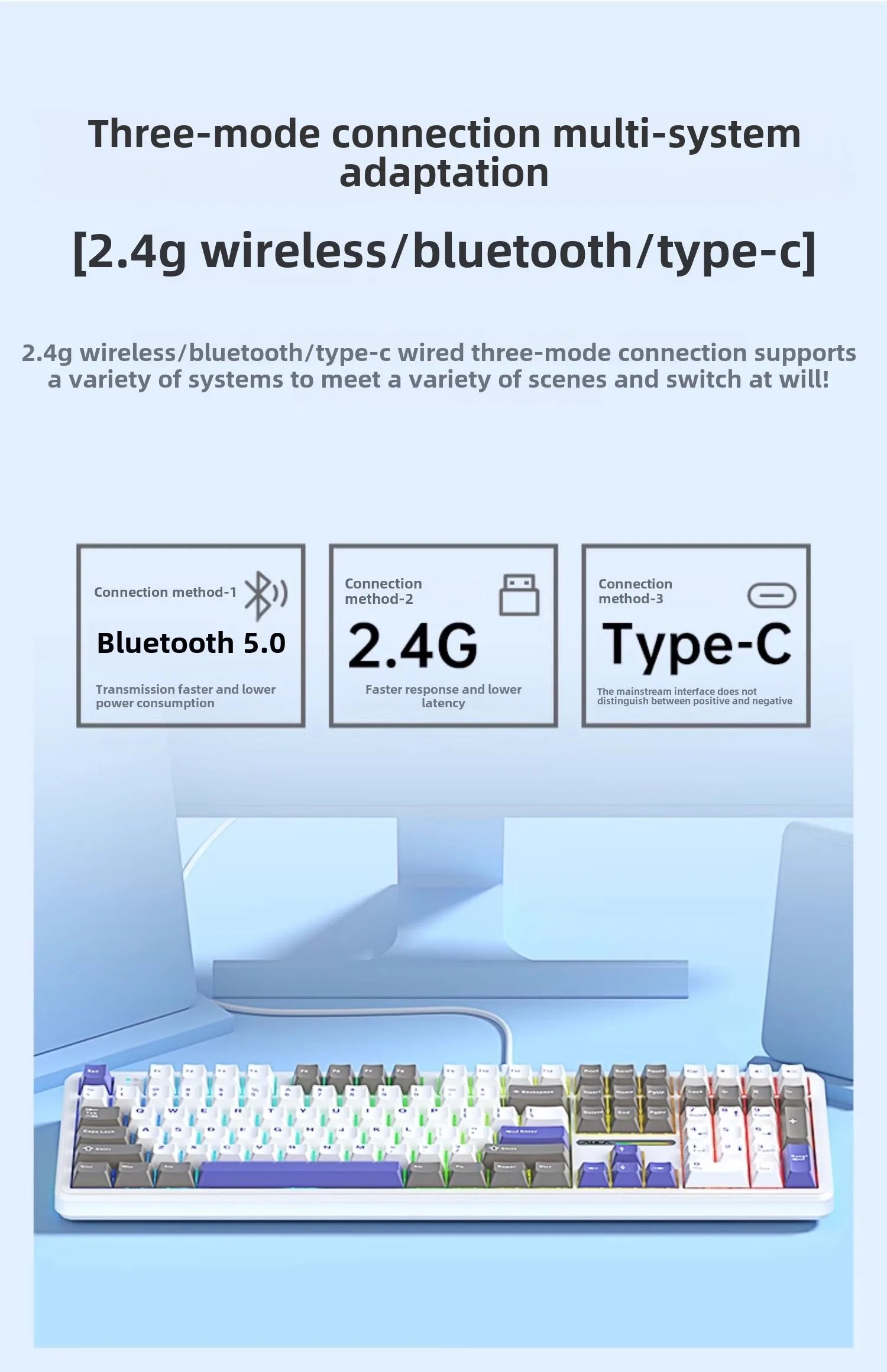 AULA F108/PRO Gaming Keyboard Mechanical RGB Hot Swappable Wireless 2.4G Polling Rate 100% Layout Hifi Switch Custom Accessories