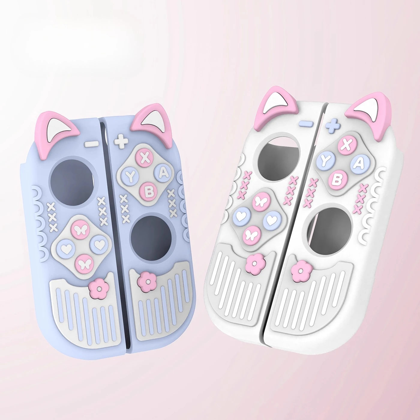 Micro-Frosted Hard Protective Case for Nintendo Switch / OLED / Switch 2 - Silicone Grip Protective Cover,Cat Ear Joycon Cover