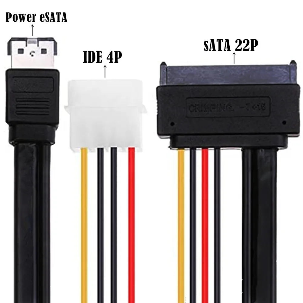 50cm eSATA Power ESATA Combo to SATA 22pin & IDE 4pin 5V 12V cable adapter for 3.5" 2.5" Hard Disk Data Cable 0.5M